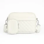 Quilted White Crossbody Bag with Coin Pocket - Alif Bags