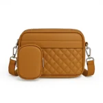Quilted Brown Crossbody Bag with Coin Pocket - Alif Bags